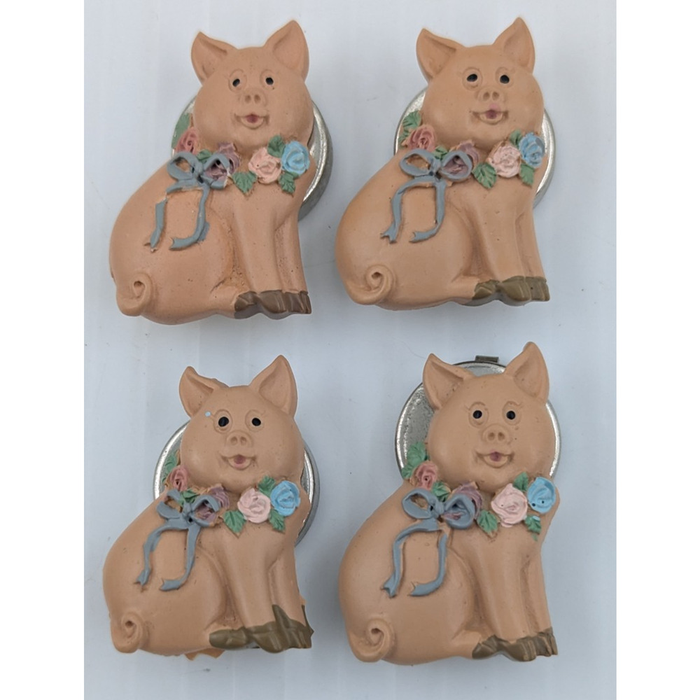Vintage Button Cover Lot of 4 Cute Pigs